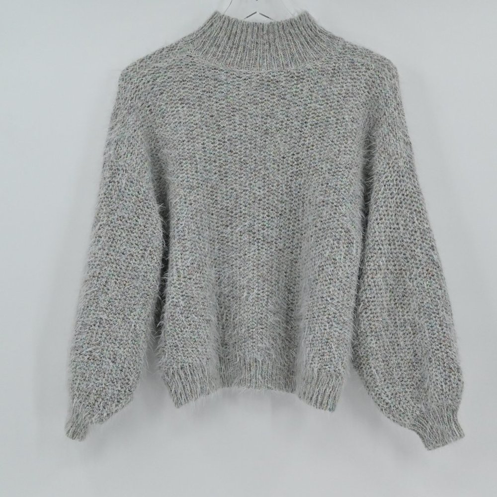 NEW JOIE Women’s Size S Markita Fuzzy Knit Turtleneck Sweater Heather Celadon - Picture 5 of 8